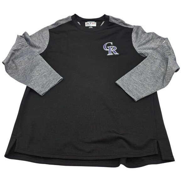 Colorado Rockies Majestic Therma Base Authentic MLB Pullover Sweatshirt XL Black - Picture 1 of 9
